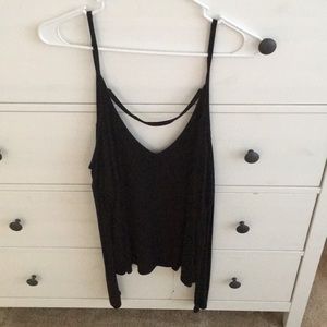 Strappy open shoulder long sleeve top